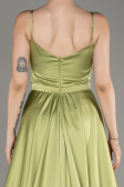 Pistachio Green Long Satin Evening Dress ABU1601