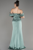 Mint Off Shoulder Slit Satin Prom Dress ABU3964