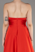 Coral Strapless Long Satin Prom Dress ABU3965