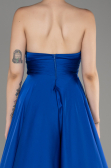 Sax Blue Strapless Long Satin Prom Dress ABU3965