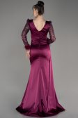 Cherry Colored Long Satin Evening Dress ABU3080