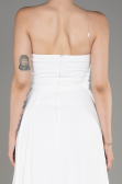 White Strapless Slit Long Chiffon Evening Dress ABU3974