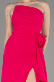 Fuchsia Strapless Slit Long Chiffon Evening Dress ABU3974