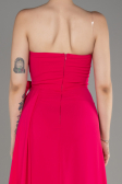 Fuchsia Strapless Slit Long Chiffon Evening Dress ABU3974