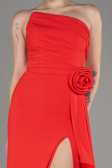 Coral Strapless Slit Long Chiffon Evening Dress ABU3974