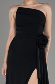 Black Strapless Slit Long Chiffon Evening Dress ABU3974