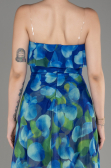 Sax Blue Strapless Slit Printed Long Prom Dress ABU3975