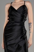 Black Backless Short Satin Cocktail Dress ABK2078