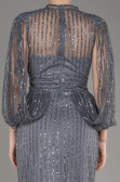 Anthracite Stoned Long Evening Gown ABU3981