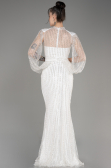 White Stoned Long Evening Gown ABU3981