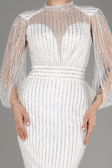 White Stoned Long Evening Gown ABU3981