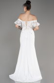 White Long Dantelle Evening Dress ABU2261