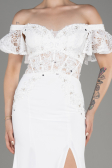 White Long Dantelle Evening Dress ABU2261