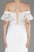 White Long Dantelle Evening Dress ABU2261