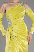 Pistachio Green One Sleeve Long Formal Evening Dress ABU3976