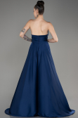 Navy Blue Strapless Long Satin Prom Dress ABU3965