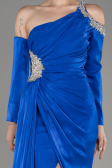 Sax Blue One Sleeve Long Formal Evening Dress ABU3976