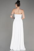 White Strapless Slit Long Chiffon Evening Dress ABU3974