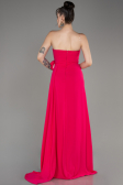 Fuchsia Strapless Slit Long Chiffon Evening Dress ABU3974
