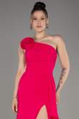 Fuchsia Strapless Slit Long Chiffon Evening Dress ABU3974
