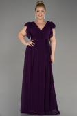 Long Dark Purple Chiffon Plus Size Evening Dress ABU3276