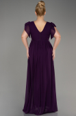 Long Dark Purple Chiffon Plus Size Evening Dress ABU3276