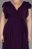 Long Dark Purple Chiffon Plus Size Evening Dress ABU3276
