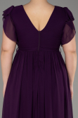Long Dark Purple Chiffon Plus Size Evening Dress ABU3276