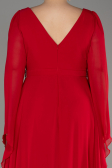 Red Long Chiffon Plus Size Evening Dress ABU3543