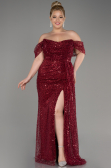 Burgundy Long Scaly Evening Dress ABU3577