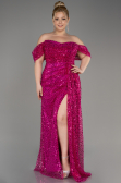 Fuchsia Long Scaly Evening Dress ABU3577