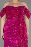 Fuchsia Long Scaly Evening Dress ABU3577