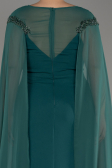 Emerald Green Long Chiffon Sleeve Plus Size Evening Dress ABU3913
