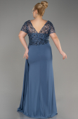 Indigo Long Chiffon Plus Size Engagement Dress ABU3731