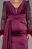 Cherry Colored Long Plus Size Evening Dress ABU3237