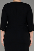 Black Capri Sleeve Midi Plus Size Evening Dress ABK2095