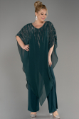 Emerald Green Chiffon Plus Size Evening Dress ABT111