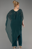 Emerald Green Chiffon Plus Size Evening Dress ABT111