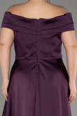 Dark Purple Long Satin Plus Size Evening Dress ABU2355