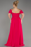 Fuchsia Long Chiffon Plus Size Evening Dress ABU3738