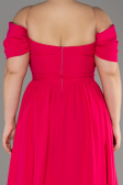 Fuchsia Long Chiffon Plus Size Evening Dress ABU3738