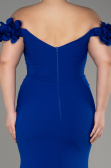Sax Blue Long Plus Size Prom Dress ABU3946