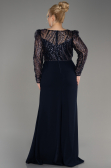 Long Navy Blue Plus Size Engagement Dress ABU3808
