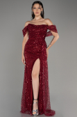 Burgundy Long Scaly Evening Dress ABU3577