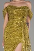 Pistachio Green Long Scaly Evening Dress ABU3577