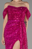 Fuchsia Long Scaly Evening Dress ABU3577