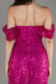 Fuchsia Long Scaly Evening Dress ABU3577