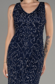 Navy Blue Sleeveless Stoned Long Prom Gown ABU4007
