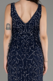 Navy Blue Sleeveless Stoned Long Prom Gown ABU4007