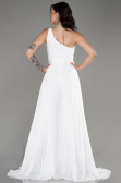 White Long Chiffon Party Evening Jumpsuit ABT116